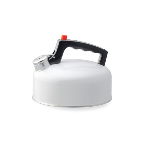 "Kamenstein 2-Quart Aluminum Whistle Tea Kettle, White" "Kamenstein 2-Quart Aluminum Whistle Tea Kettle, White"