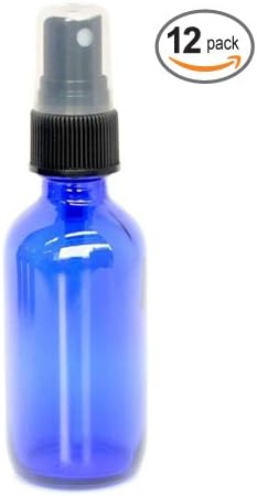 Aroma Oil Tools - Glass Bottle with Pump (Blue) for Essential Oils - 4oz - 12 Pack