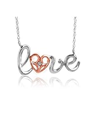 Jessica Simpson Fashion Collection Sterling Silver Diamond Accented Love Necklace (.06 cttw, Color IJ, Clarity I2-I3)
