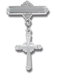 Sterling Silver Christening Baptism Baby Infant Pins Godchild Religious Mary Angel Cross