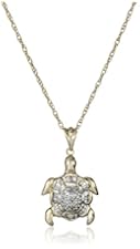 10k Gyellow Gold over Sterling Silver Diamond Turtle Pendant Necklace (1/7 cttw, J Color, I3 Clarity)