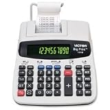 Victor Technologies Products - 10-Digit Calculator, Thermal Printing, 7-3/4"x10"x2-1/2" - Sold as 1 EA - Thermal printing calculator delivers extra large print that is 2.5 times standard print size when the LCD is set on 10-digit display. Calculator generates standard print size when switched to the 12-digit display. Two-color backlit display only switches from 10-digit to 12-digit. Digits turn red with negative numbers and green for positive numbers. Calculator prints 6.0 lines per second in bo