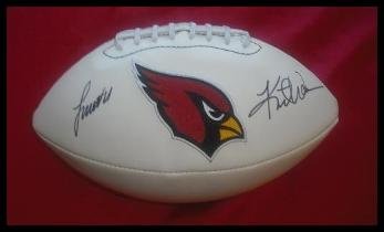 Kurt Warner & Larry Fitzgerald Autographed Signed Foot - Autographed Footballs