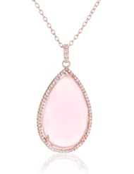 CZ by Kenneth Jay Lane "Trend" 16+2 Pear Rose Quartz 25 cttw Pendant Necklace