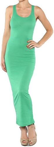 SurelyMine Women's Racer Back Basic Maxi Dress Medium Green