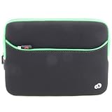 ASUS EeePC 1002HA, 1008HA, 1008P, S101, T101MT 1005HA, 1005 PE, 1005PR, 1001P Black / Green With Pocket Soft NEOPRENE SLEEVE CASE Cover Pouch Carrying Bag