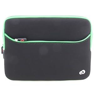 HP MINI 210, MINI 210 hd, MINI 110 Black & Green With Zipper Pocket Soft NEOPRENE SLEEVE CASE Cover Pouch Carrying Bag