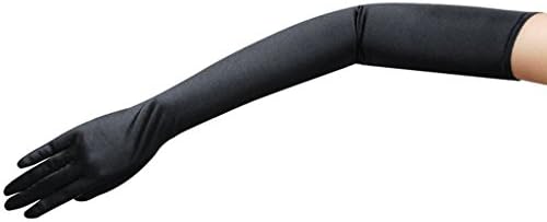 YUTIA Women's Five Finger Satin Gloves One Size Black