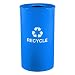 Ex-Cell Indoor/Outdoor Round Steel Recycling Receptacle, 33 Gallons, Blue (RC33RBL)