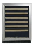 54 Bottle wine cooler w/ wood facing shelves, Glass Trim Overlay