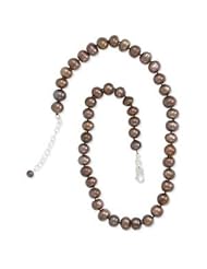 Cappuccino Bronze Chocolate Freshwater Pearl Necklace Sterling Silver