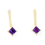 14K .45 CTW Princess Cut Amethyst Earrings
