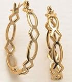 Monet Diamond & Oval Design Hoop Earrings 14KT GOLD FILLED GOLDTONE