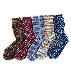 Print Fleece Socks-Striped