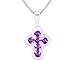 14K White Gold Cross Gemstone Pendant-Amethyst , title=