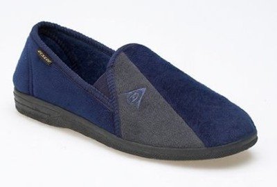Mens famous DUNLOP WINSTON elasticated gusset slippers Navy/Grey size 6