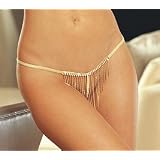 Rhinestone Thong Gold Metal Fringe SeXy Skimpy Pantie