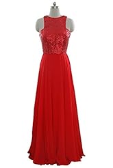 High-Neck Natural   Waistline Sequined Lace Mermaid Chiffon Floor Length Sleeveless Prom Dress 