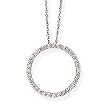 14k White Gold Link Chain with Diamond Circle Pendant Necklace- 18" (0.50ctw)
