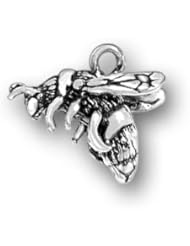 Sterling Silver 3D Bumble Bee Animal Insect Charm With Open Wings
