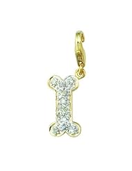 14K Yellow Gold Diamond Dog Bone Charm