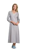 Collections Etc - Lace Trim Long Sleeve Cotton Nightgown