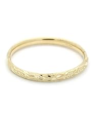 14K Yellow Gold 5mm Diamond Cut 1.75 Diameter Adjustable Bangle Bracelets
