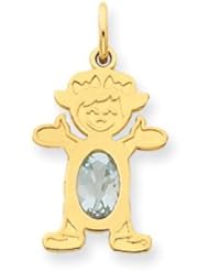 Genuine IceCarats Designer Jewelry Gift 14K Girl 6X4 Oval Genuine Aquamarine-March