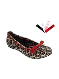 Cheetah Print Ballet Ribbon Trim Flat Black Shoe - 7