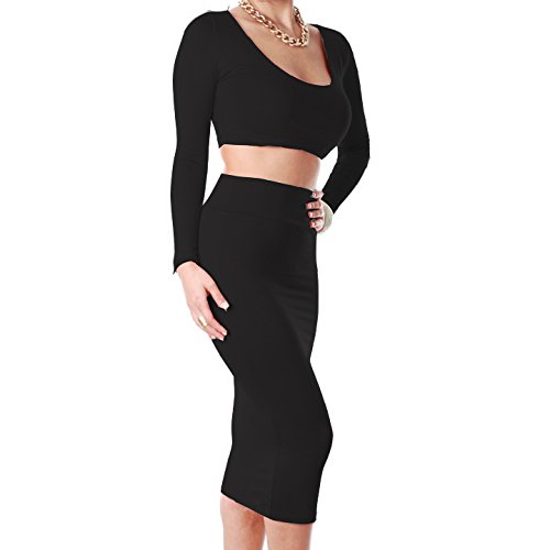 Zeagoo Womens High Waisted Cropped Outfit Two Piece Bodycon Dress