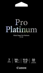 Canon Photo Paper Pro Platinum, 4 x 6 Inches, 50 Sheets (2768B014)