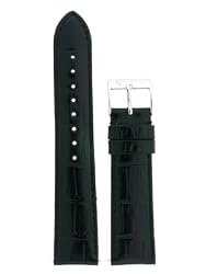 Ladies Watch Band Crocodile Grain Black Glossy Built-In Spring Bars