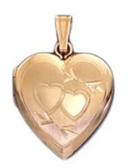 14k Yellow Gold 2 Photo Heart Locket