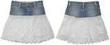 GIRLS - RAMPAGE Stretch Denim & Cotton Eyelet Skirt, GS60114-DEN-STK