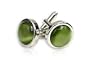 Timeless Round Olive Green Cateye Cufflinks Framed in Silver with Gift Box