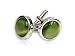 Timeless Round Olive Green Cateye Cufflinks Framed in Silver with Presentation Box