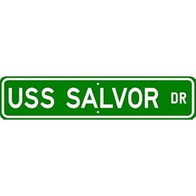 USS SALVOR ARS 52 Street Sign - Navy by The Lizton Sign Shop
