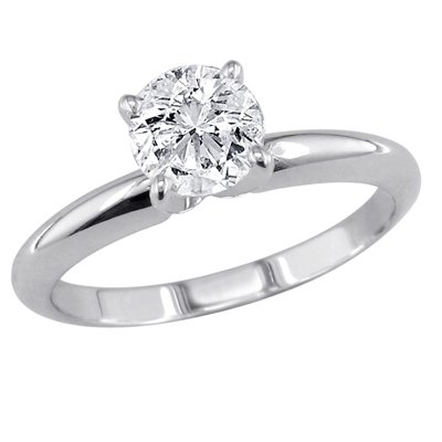 1/2 ct. Round Diamond Solitaire Ring in 14K White Gold or Yellow Gold