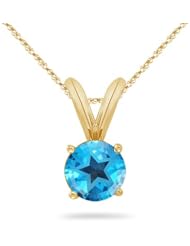 3.50 Cts of 9 mm AA Texas Star Swiss Blue Topaz Solitaire Pendant in 14K Yellow Gold