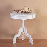 Review Aspen Country Store  / Antique-Style Round Occasional Table in Distressed White Wood - Aspen Country Store - FREE Shipping