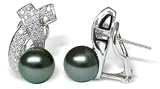 18K white gold Joyce Black Tahitian cultured pearl and diamond earring
