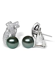 18K white gold Joyce Black Tahitian cultured pearl and diamond earring