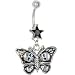 Black Cubic Zirconia GOTHIC STAR BUTTERFLY Belly Ring