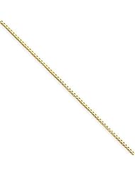 0.7mm Solid 14K Yellow Gold High Polish Classic Box Link Chain Necklace with Spring-Ring Clasp - 30" inches