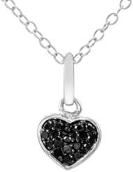 Sterling Silver Diamond Heart Shape Pendant Necklace (0.10 cttw)