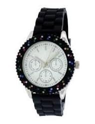 FMD Crystal Accented Black Rubber Womens Watch ZRT35000