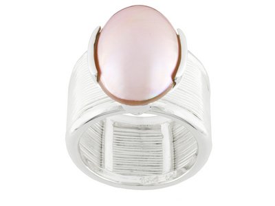 18X11MM ENHANCED PINK CULTURED MABE PEARL STERLING SILVER RING