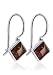 Diamond Shaped Amber Sterling Silver Kidney Ear Wire Earrings