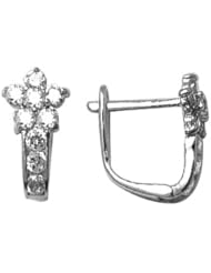 April Birthstone Flower Gemstone Huggie Earrings 925 Sterling Silver With Secure Lever Back - Jewelry At Cost