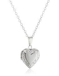 Sterling Silver Childrens Petite Embossed Heart Locket Pendant Necklace , 15"